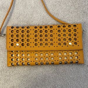 Street Level Honeycomb Cutout Tan Clutch
